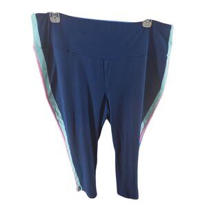 Belle Women's Athletic Pants Leggings Cropped Mid Rise Pull On Blue Size 2X